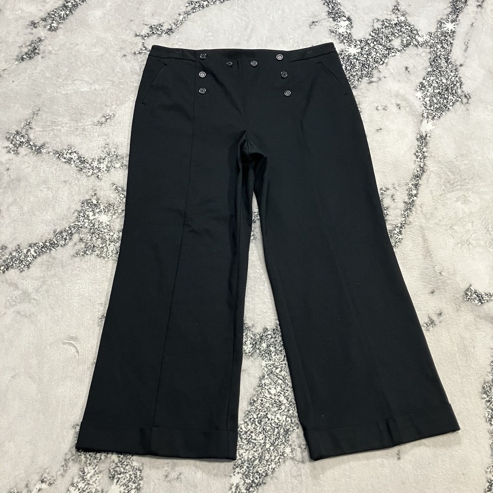 INC‎ International Concepts Black Sailor Wide Leg Pants 20W Button Front